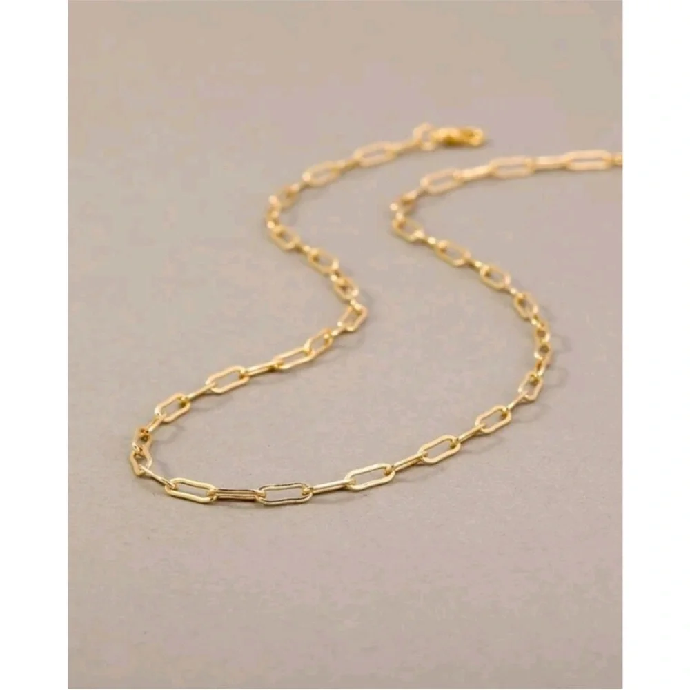 Anthropologie Florence Dainty Minimalist Layered Paperclip Chain Necklace -5 S